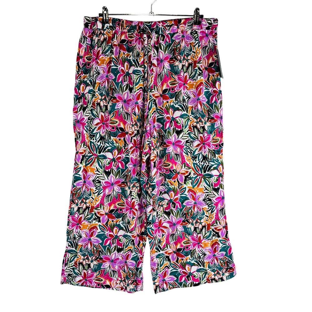 New Robert Louis Womans Sz XL Pants Stretch Pull On Crop Wide Leg‎ Crop NWT